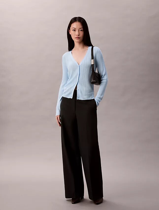 Cardigan din bumbac cu nervuri variate Cardigan din bumbac cu nervuri variate