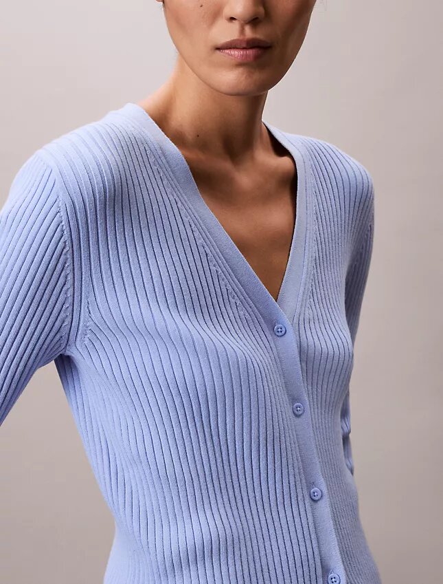 Cardigan din bumbac cu nervuri variate Cardigan din bumbac cu nervuri variate