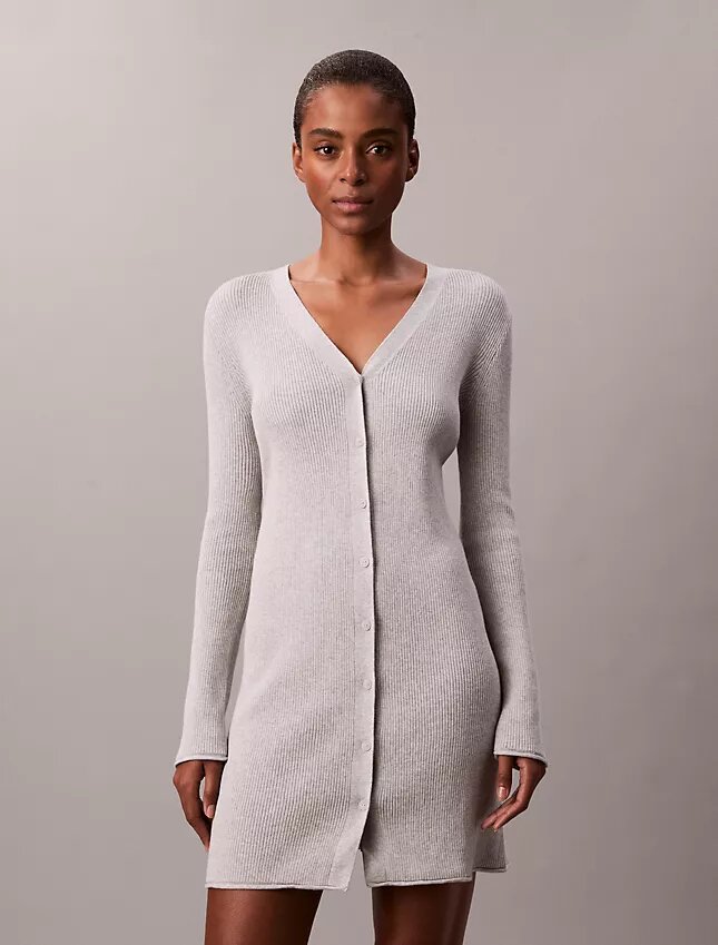 Cardigan din bumbac neted cu nervuri Cardigan din bumbac neted cu nervuri
