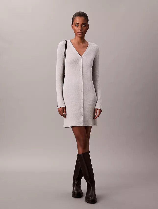 Cardigan din bumbac neted cu nervuri Cardigan din bumbac neted cu nervuri