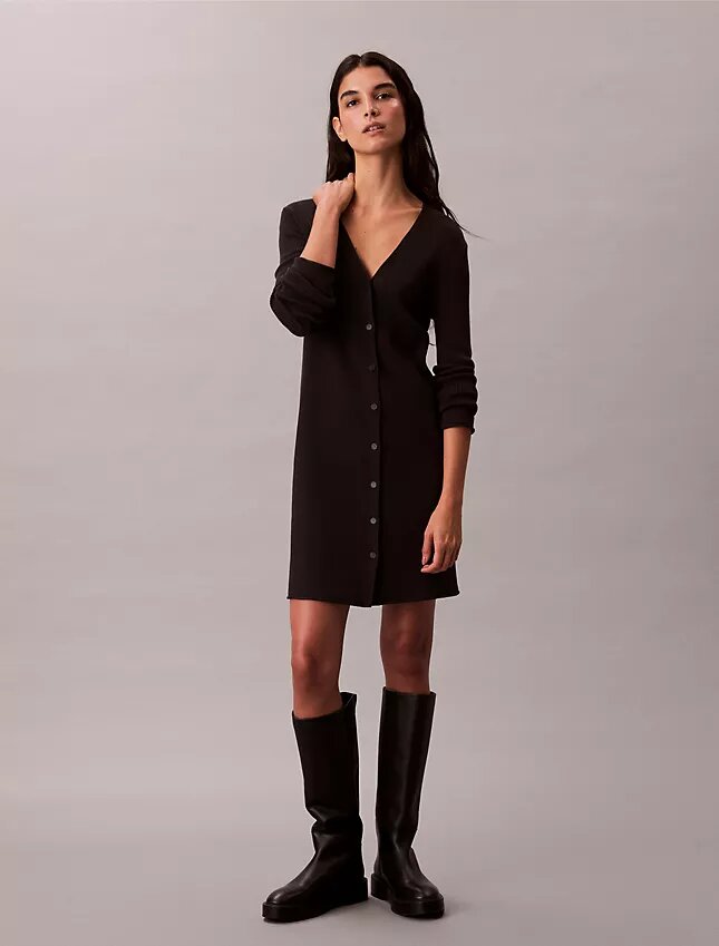 Cardigan din bumbac neted cu nervuri Cardigan din bumbac neted cu nervuri