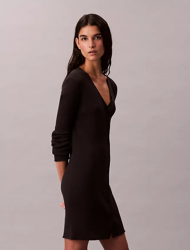 Cardigan din bumbac neted cu nervuri Cardigan din bumbac neted cu nervuri