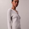 Cardigan din bumbac neted cu nervuri Cardigan din bumbac neted cu nervuri