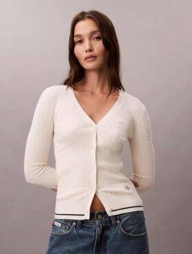 Cardigan țesut cu model împletit Monologo