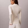 Cardigan polo din bumbac cu nervuri fine Cardigan polo din bumbac cu nervuri fine