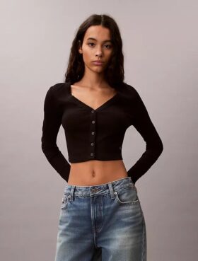 Cardigan scurt cu nervuri