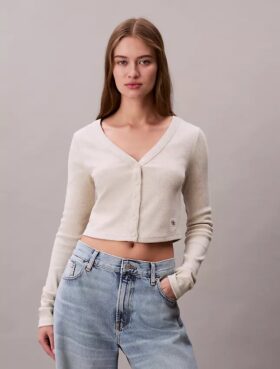 Cardigan scurt cu nervuri