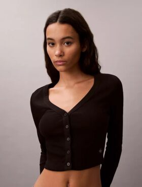 Cardigan scurt cu nervuri