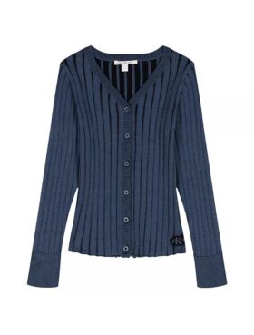 Cardigan slim cu nervuri largi pentru fete