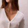 Cardigan slim din tricot fin cu nervuri, cu monogramă țesută