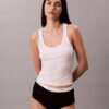 Chiloți cu talie înaltă din bumbac elastic cu nervuri Chiloți cu talie înaltă din bumbac elastic cu nervuri