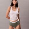 Chiloți cu talie înaltă din bumbac elastic cu nervuri Chiloți cu talie înaltă din bumbac elastic cu nervuri