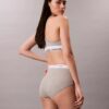 Chiloți cu talie înaltă din bumbac elastic cu nervuri Chiloți cu talie înaltă din bumbac elastic cu nervuri
