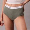 Chiloți cu talie înaltă din bumbac elastic cu nervuri Chiloți cu talie înaltă din bumbac elastic cu nervuri