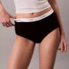 Chiloți cu talie înaltă din bumbac elastic cu nervuri Chiloți cu talie înaltă din bumbac elastic cu nervuri
