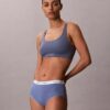 Chiloți cu talie înaltă din bumbac elastic cu nervuri Chiloți cu talie înaltă din bumbac elastic cu nervuri