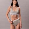 Chiloți cu talie înaltă din bumbac elastic cu nervuri Chiloți cu talie înaltă din bumbac elastic cu nervuri