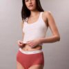 Chiloți cu talie înaltă din bumbac elastic cu nervuri Chiloți cu talie înaltă din bumbac elastic cu nervuri