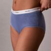 Chiloți cu talie înaltă din bumbac elastic cu nervuri Chiloți cu talie înaltă din bumbac elastic cu nervuri