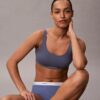 Chiloți cu talie înaltă din bumbac elastic cu nervuri Chiloți cu talie înaltă din bumbac elastic cu nervuri