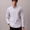 Cămașă clasică din bumbac Cotton Stretch cu dungi, tip Oxford, cu nasturi