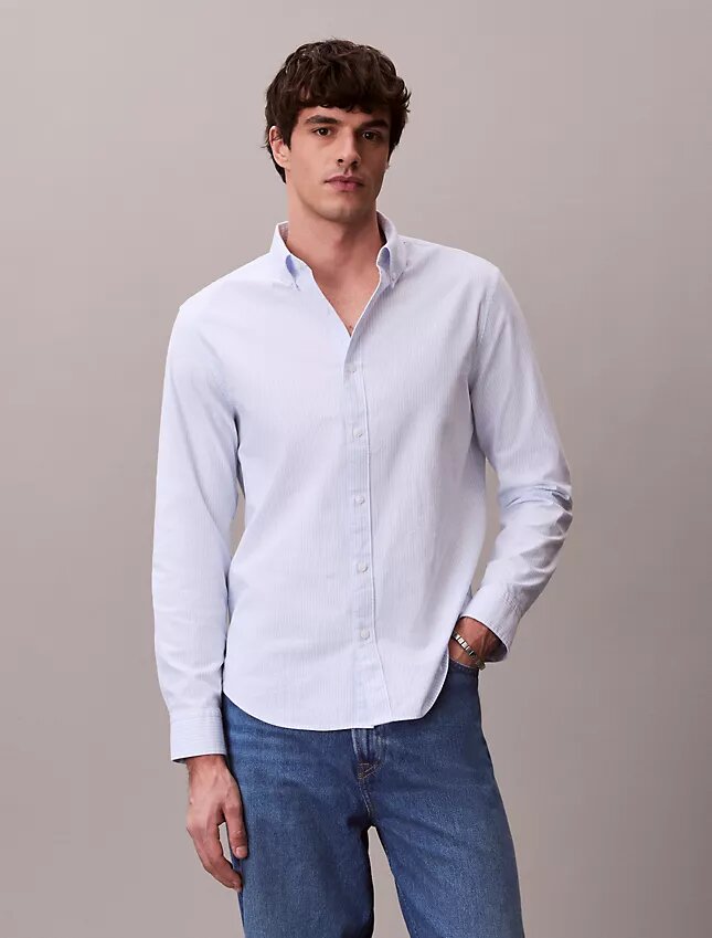 Cămașă clasică din bumbac Cotton Stretch cu dungi, tip Oxford, cu nasturi Cămașă clasică din bumbac Cotton Stretch cu dungi, tip Oxford, cu nasturi