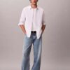 Cămașă clasică din bumbac Cotton Stretch cu dungi, tip Oxford, cu nasturi