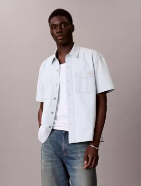 Cămașă clasică din denim cu mâneci scurte și nasturi