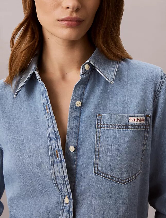 Cămașă clasică din denim cu nasturi Cămașă clasică din denim cu nasturi
