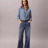 Cămașă clasică din denim cu nasturi Cămașă clasică din denim cu nasturi
