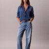 Cămașă clasică din denim cu nasturi Cămașă clasică din denim cu nasturi