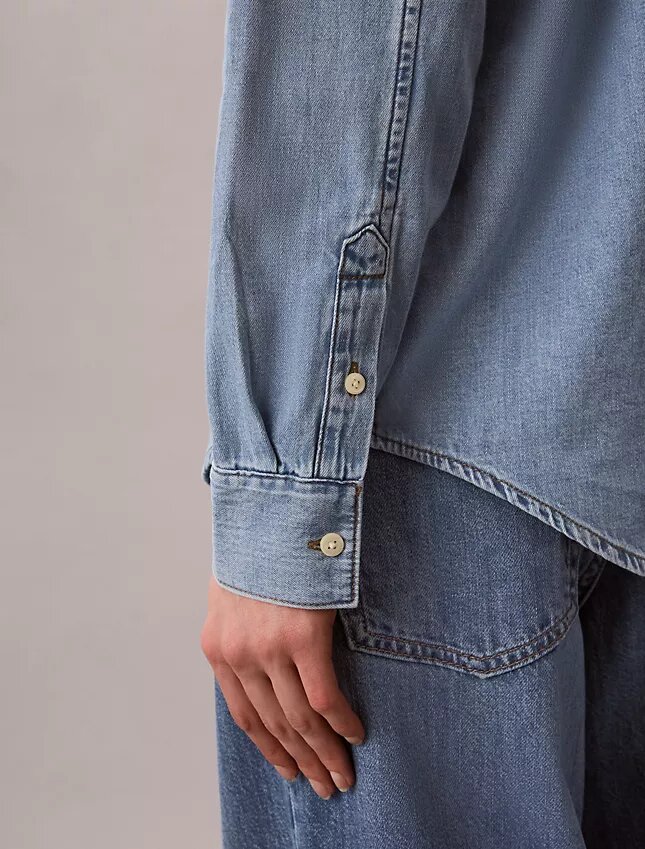 Cămașă clasică din denim cu nasturi Cămașă clasică din denim cu nasturi