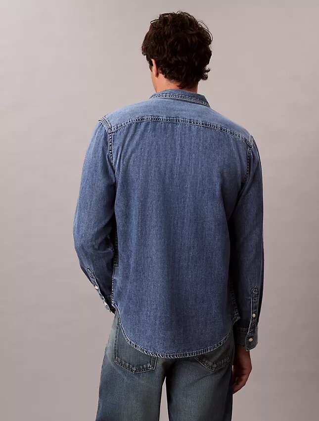 Cămașă clasică din denim cu nasturi Cămașă clasică din denim cu nasturi