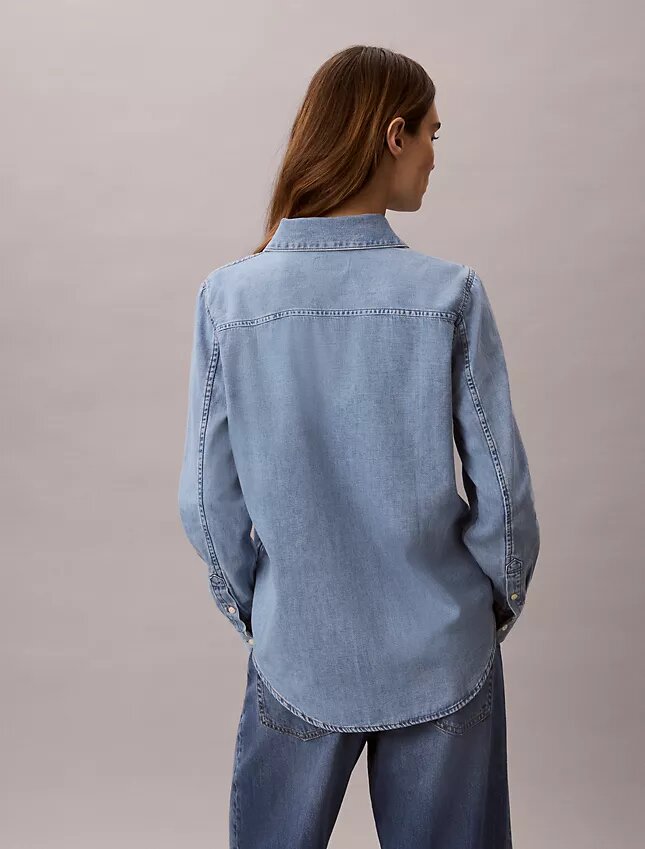 Cămașă clasică din denim cu nasturi Cămașă clasică din denim cu nasturi