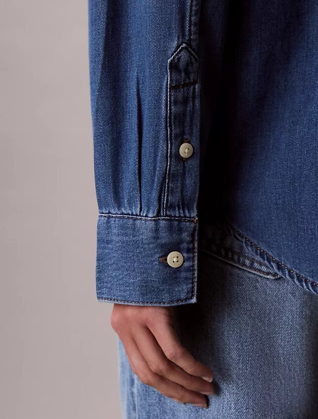 Cămașă clasică din denim cu nasturi Cămașă clasică din denim cu nasturi