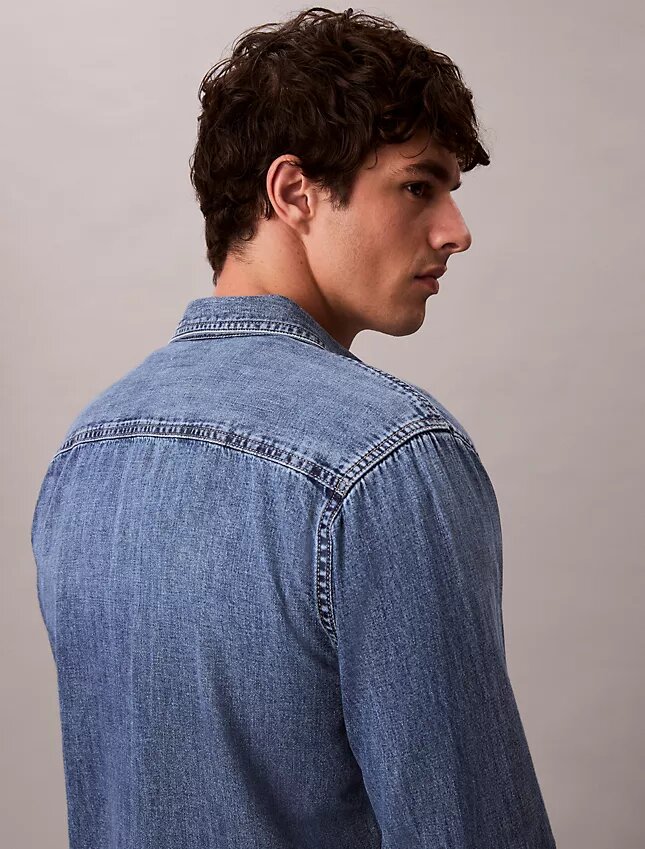 Cămașă clasică din denim cu nasturi Cămașă clasică din denim cu nasturi