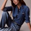 Cămașă clasică din denim cu nasturi Cămașă clasică din denim cu nasturi
