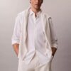 Cămașă clasică din in și bumbac, cu nasturi Cămașă clasică din in și bumbac, cu nasturi