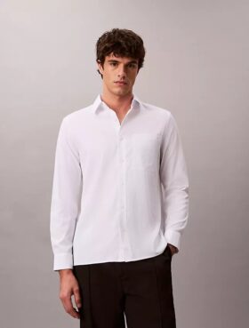 Cămașă clasică din seersucker uni