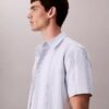 Cămașă clasică elastică cu dungi vopsite în fir