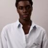Cămașă cu nasturi, din bumbac Oxford spălat, cu logo grafic Cămașă cu nasturi, din bumbac Oxford spălat, cu logo grafic