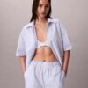 Cămașă de dormit din poplin de bumbac, cu mâneci scurte și croi lejer