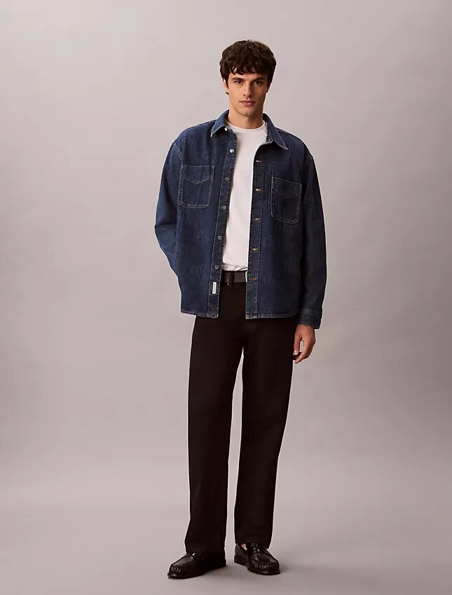 Cămașă din denim cu monogramă integrală, stil anii ’90 Cămașă din denim cu monogramă integrală, stil anii ’90