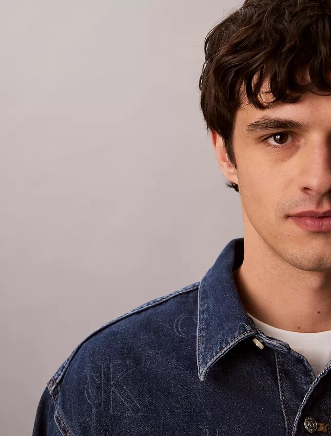 Cămașă din denim cu monogramă integrală, stil anii ’90 Cămașă din denim cu monogramă integrală, stil anii ’90