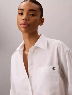 Cămașă din poplin de bumbac cu logo jacquard