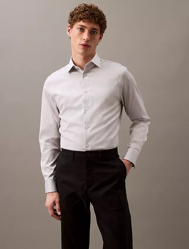 Cămașă elegantă, slim fit, din bumbac elastic, cu nasturi Cămașă elegantă, slim fit, din bumbac elastic, cu nasturi
