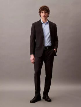 Cămașă elegantă, slim fit, din bumbac elastic, cu nasturi