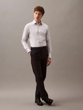 Cămașă elegantă, slim fit, din bumbac elastic, cu nasturi