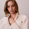 Cămașă lejeră cu nasturi din poplin de bumbac cu dungi Cămașă lejeră cu nasturi din poplin de bumbac cu dungi