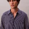 Cămașă relaxată cu nasturi, din amestec de viscoză cu dungi Cămașă relaxată cu nasturi, din amestec de viscoză cu dungi